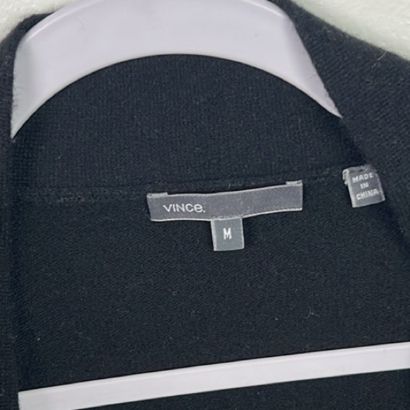 Vince Women’s Medium 100% Cashmere Black Open Front Pockets Long Cardigan - Picture 3 of 7